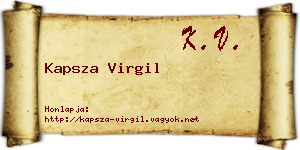 Kapsza Virgil névjegykártya